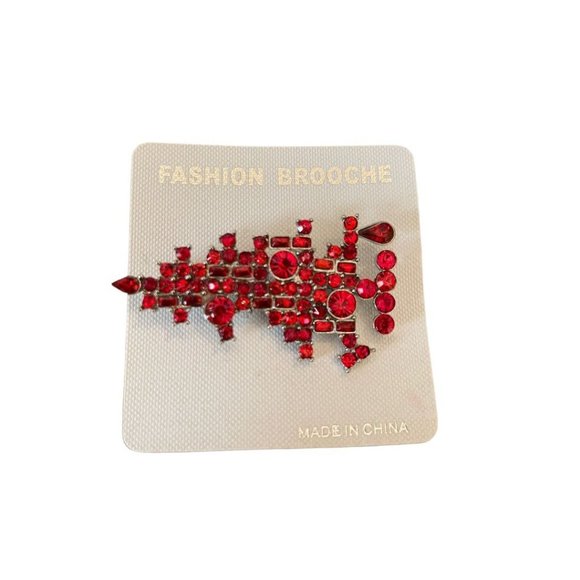 Fashion Brooche Multiple Red Cluster Pin Silvertone Setting Cluster Brooch - Picture 2 of 7